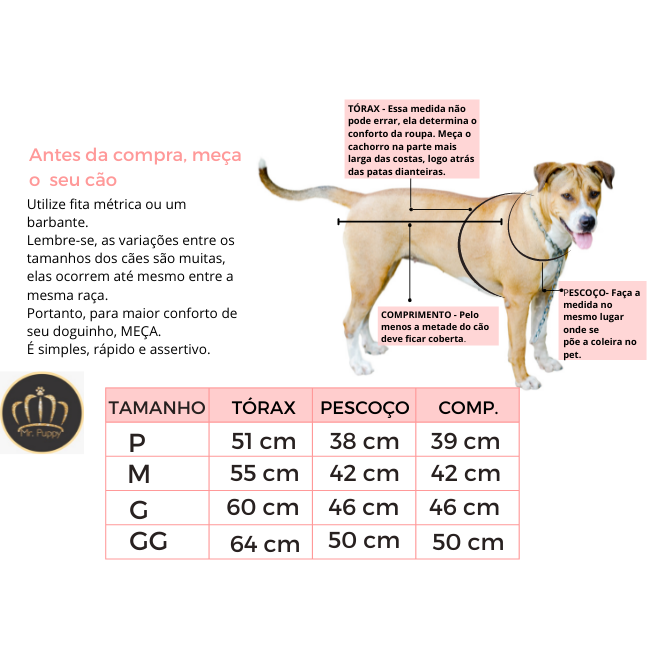 Tabela de roupa para bulldog francês